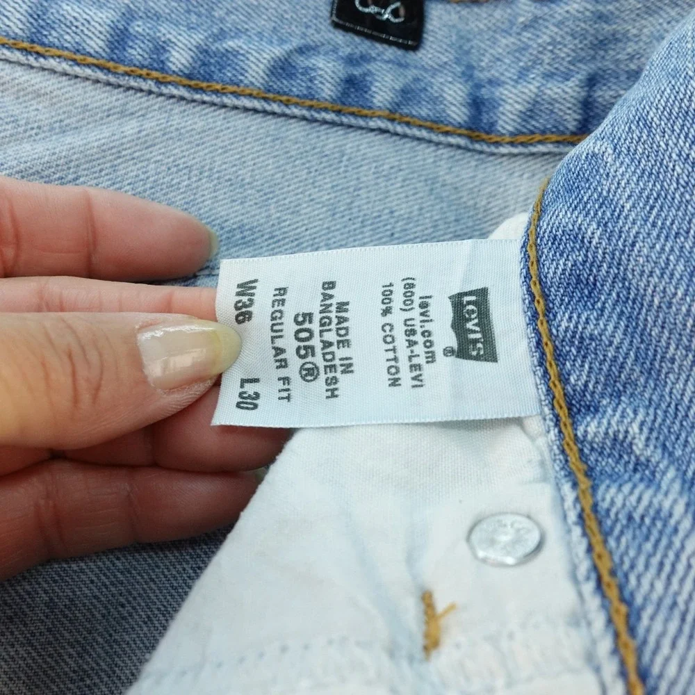Vintage Levis 505‎ Mens 36x30 Jeans Light Wash Regular Fit Denim Pants Workwear